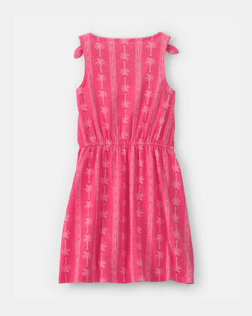 Girls Palm Tree Tank Dress - Pink, 