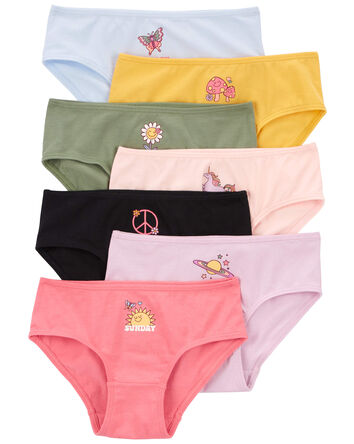 Enfant en bas âge Emballage de 7 culottes hipsters en coton extensible à motif des jours de la semaine pour filles, 