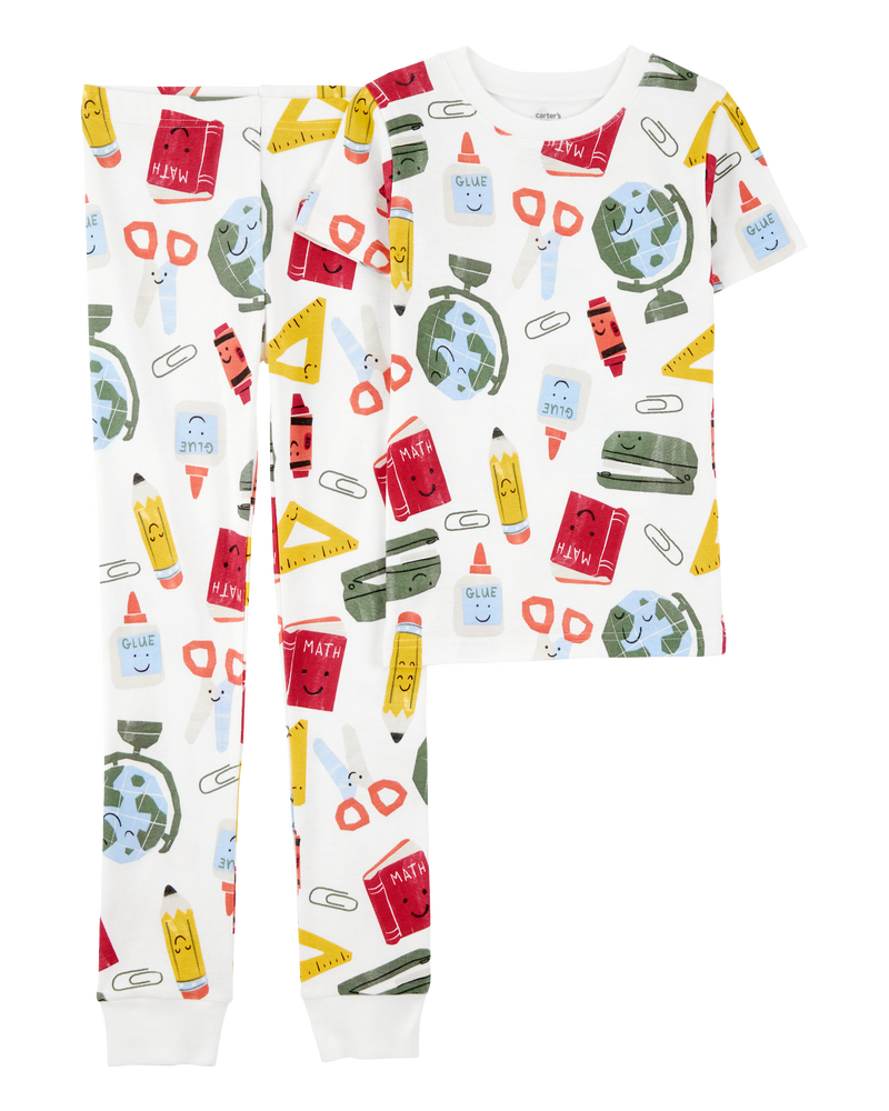 Enfant Pyjama 2 pièces en coton ajusté imprimé Back to school, image 1 sur 4 diapositives