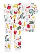 Enfant Pyjama 2 pièces en coton ajusté imprimé Back to school, image 1 sur 4 diapositives