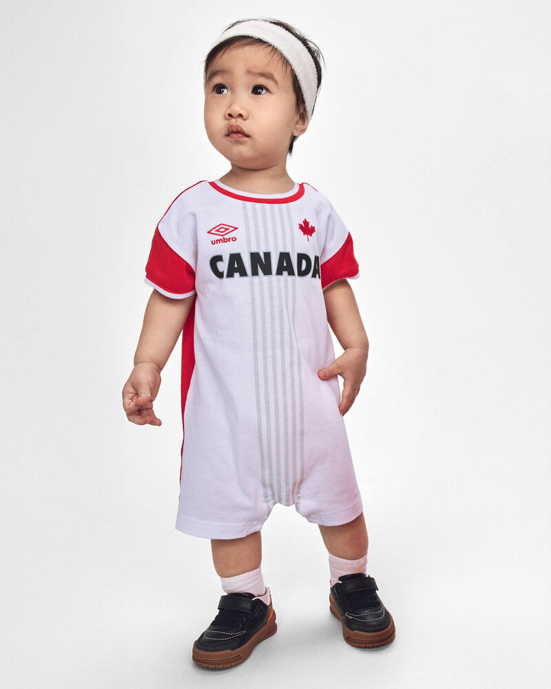 B&eacute;b&eacute; - Barboteuse de soccer Umbro du Canada - Rouge/Blanc, image 2 sur 7 diapositives