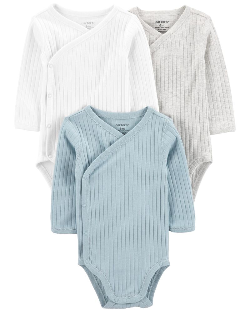 3-Pack Side-Snap Bodysuits, image 1 of 6 slides