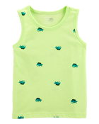 Toddler Dinosaur Graphic Tank - Neon Yellow, image 1 of 3 slides