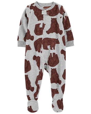 1-Piece Bear Fleece Footie Pyjamas, 