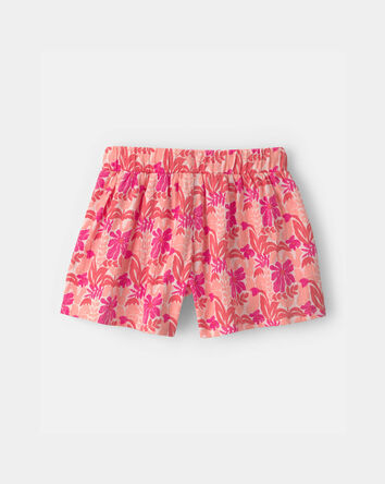 Girls Tropical Floral Gauze Shorts - Pink, 