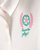 Toddler Girl Pleated Tennis Dress - Ivory, image 4 of 6 slides