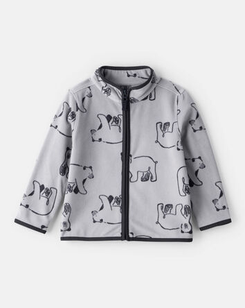 Baby Boy Polar Bear Microfleece Zip-Up Jacket - Grey, 