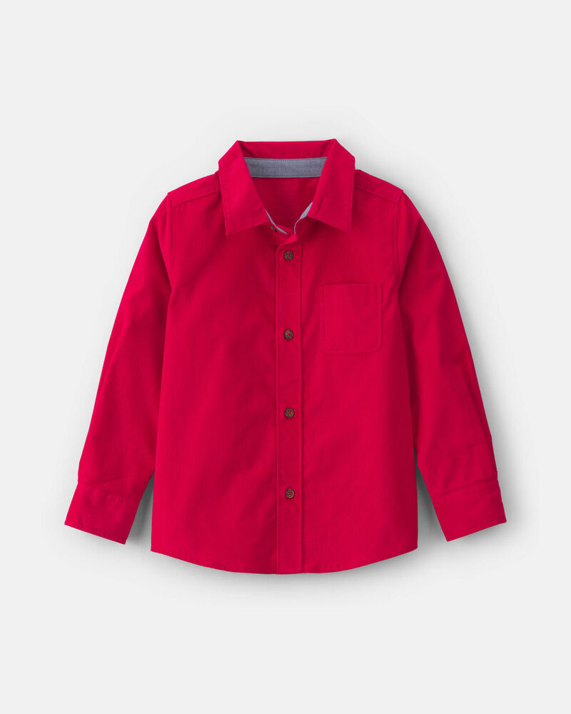 Gar&ccedil;ons - Chemise boutonn&eacute;e en velours c&ocirc;tel&eacute; - Rouge, image 1 sur 2 diapositives
