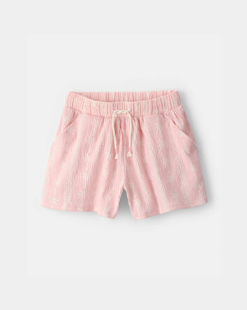 Girls Palm Tree Gauze Shorts - Pink, 