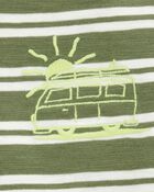 Toddler Sun Striped Cotton Short-Sleeve Tee - Green, image 2 of 3 slides