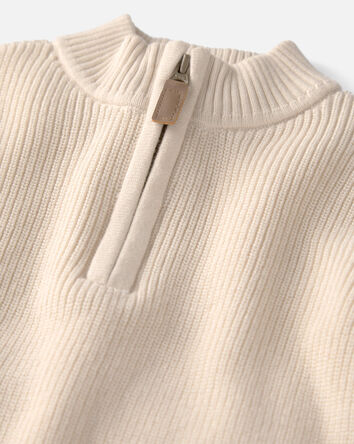 Toddler Boy Organic Cotton Zip-Up Jacket in Cream, 