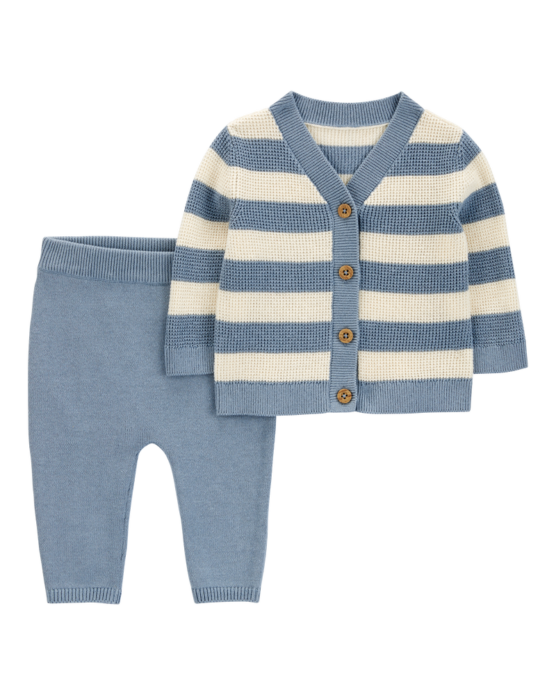 Baby 2-Piece  Striped Cardigan & Jogger Set, image 1 of 3 slides