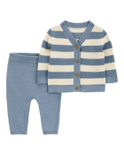 Baby 2-Piece  Striped Cardigan & Jogger Set, image 1 of 3 slides