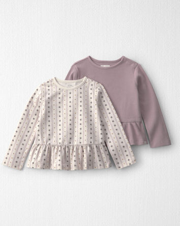 Toute-petit fille - Emballage 2 hauts p&eacute;plum en coton biologique, 