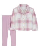 Baby 2-Piece Plaid Fleece Shacket & Legging Set, image 1 of 3 slides