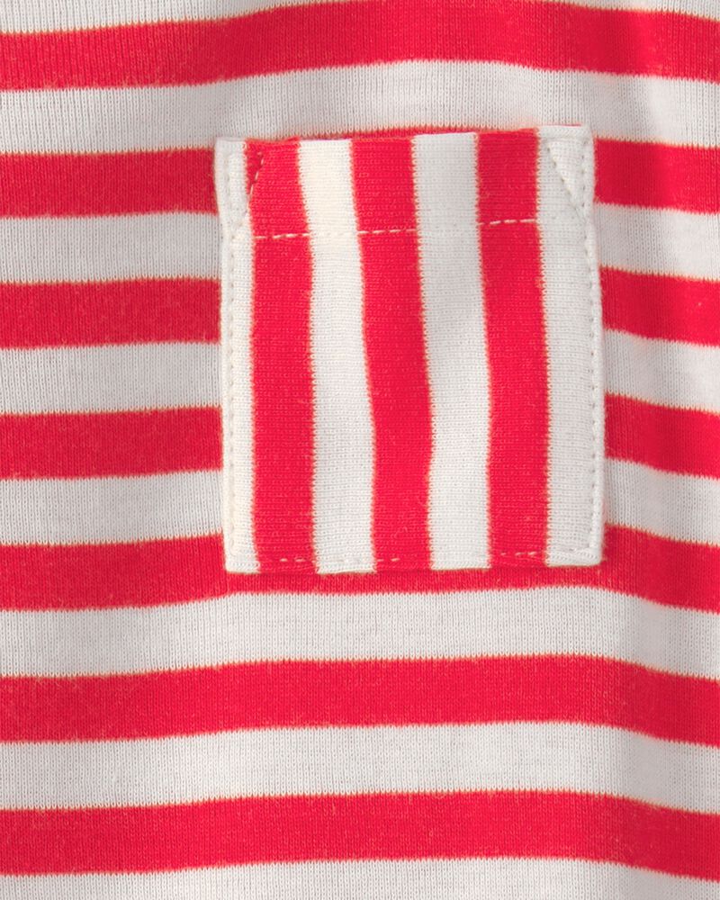 Baby Stripe Short-Sleeve Romper - Red/White, image 2 of 3 slides