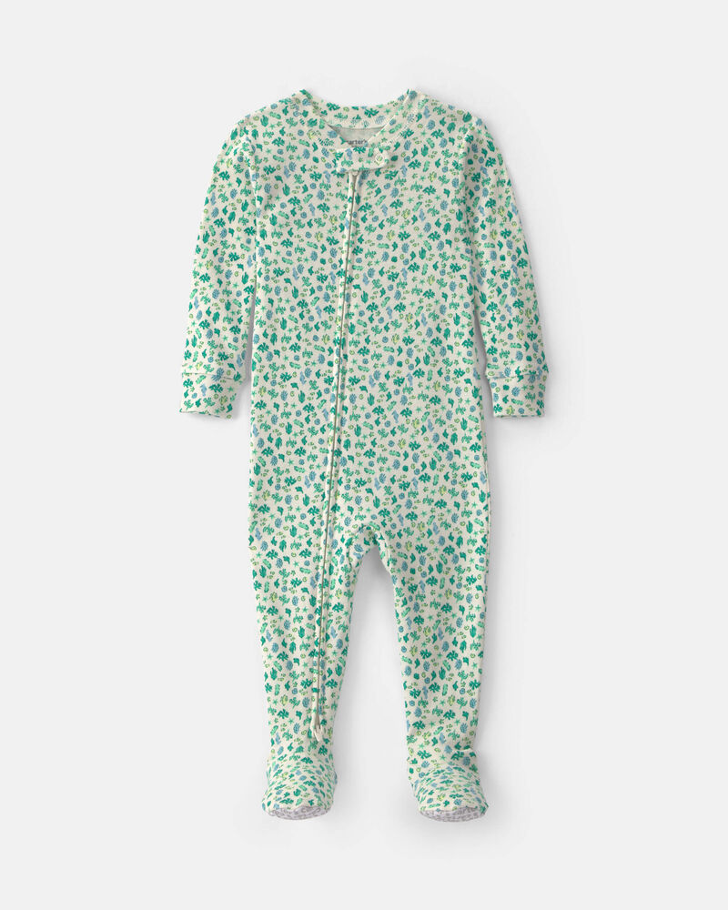 Baby Girl Sea Life 100% Cotton 1-Piece Pyjama - Green, image 1 of 4 slides