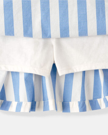 Filles - Jupe-short &agrave; rayures - Bleu/Blanc, 