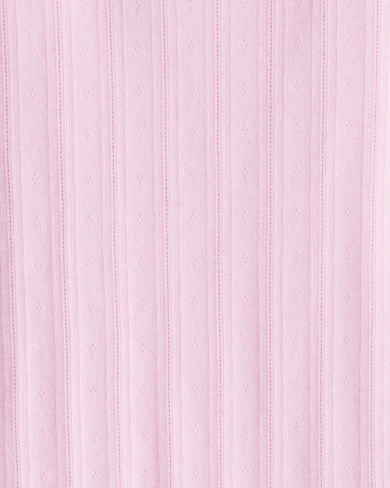 Girls Pointelle Long-Sleeve Top - Pink, image 3 of 4 slides