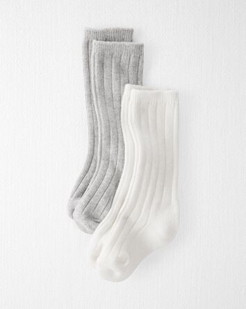 2-Pack Knee High Socks Made With Organic Cotton, 