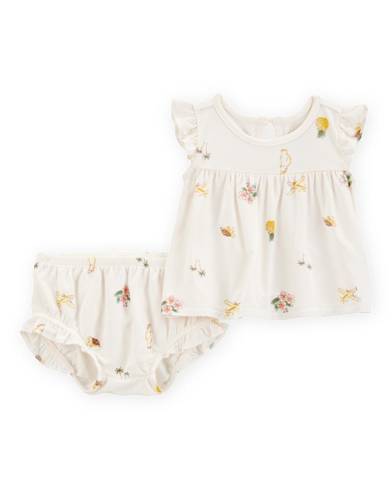 Bébé fille - Ensemble 2 pièces PurelySoft imprimé tropical - Ivoire, image 1 sur 5 diapositives