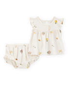 Bébé fille - Ensemble 2 pièces PurelySoft imprimé tropical - Ivoire, image 1 sur 5 diapositives