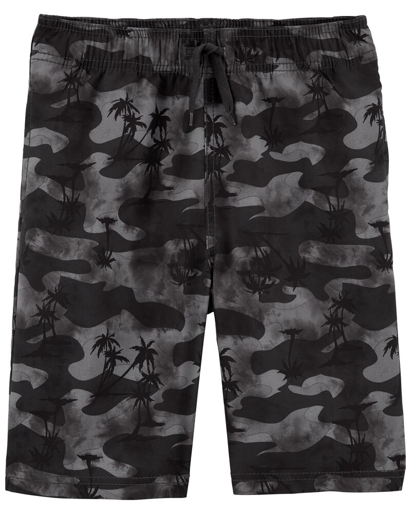 Black Active Quick Dry Tropical Camo Print Shorts | carters.com