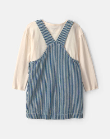 Toddler Girl Hickory Denim Long-Sleeve Overall Set - Light Wash, 