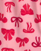 Girls Bows Fleece Loose Fit Night Gown - Pink, image 2 of 3 slides