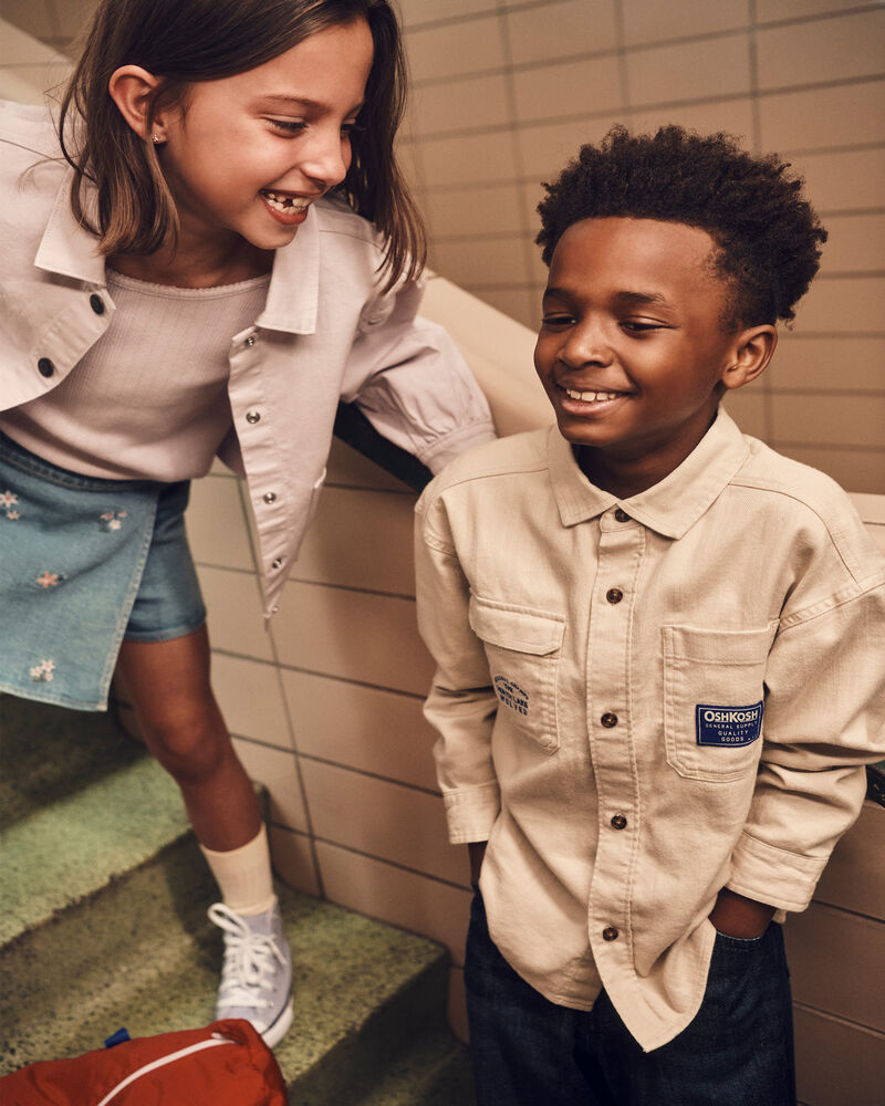 Boys Utility Button-Down Shirt - Beige, image 6 of 10 slides