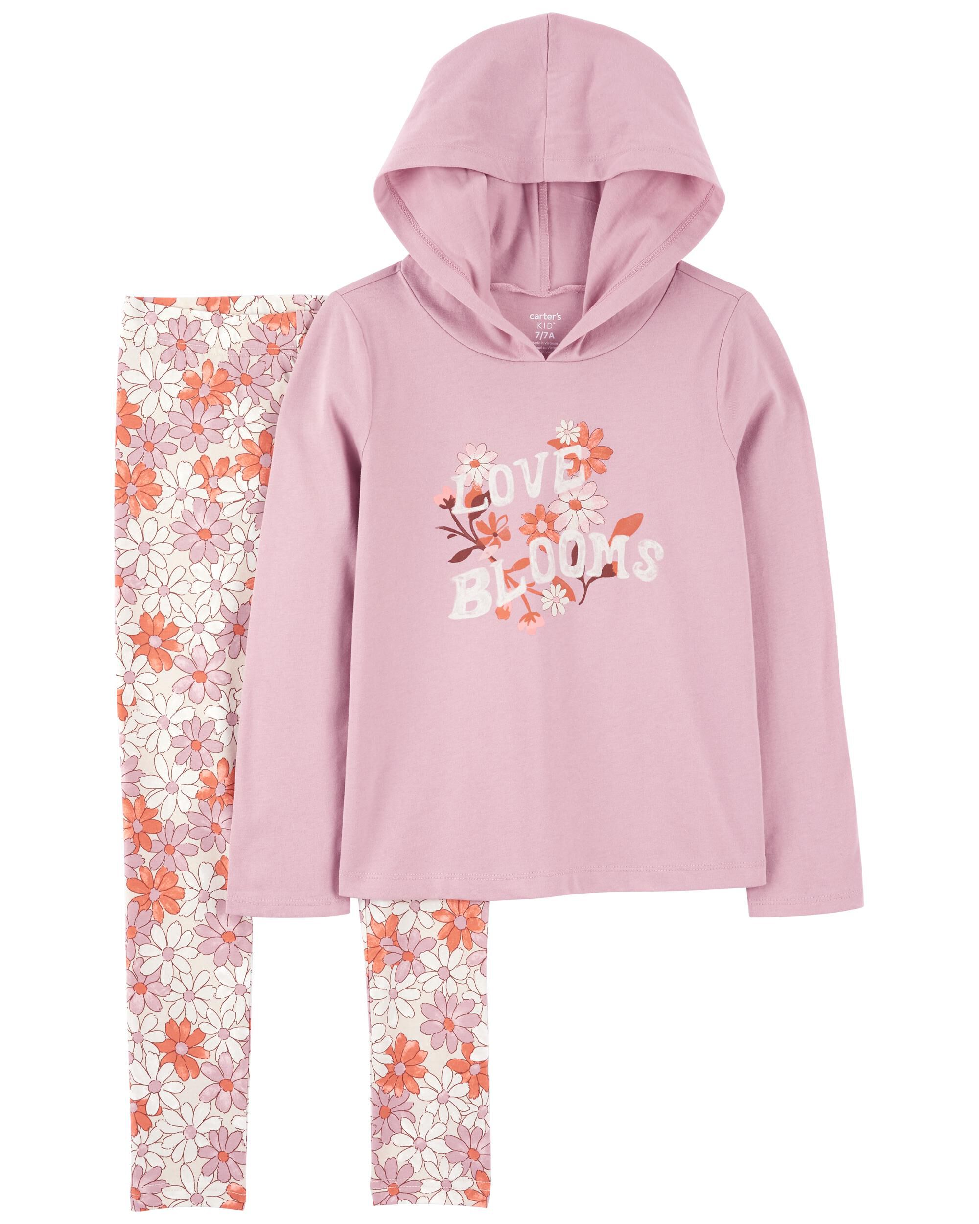 Pink Grey 2 Piece Hooded Top Legging Set Carter s Oshkosh Canada