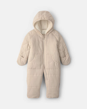 B&eacute;b&eacute; - Solid Quilted Pramsuit- Beige, 