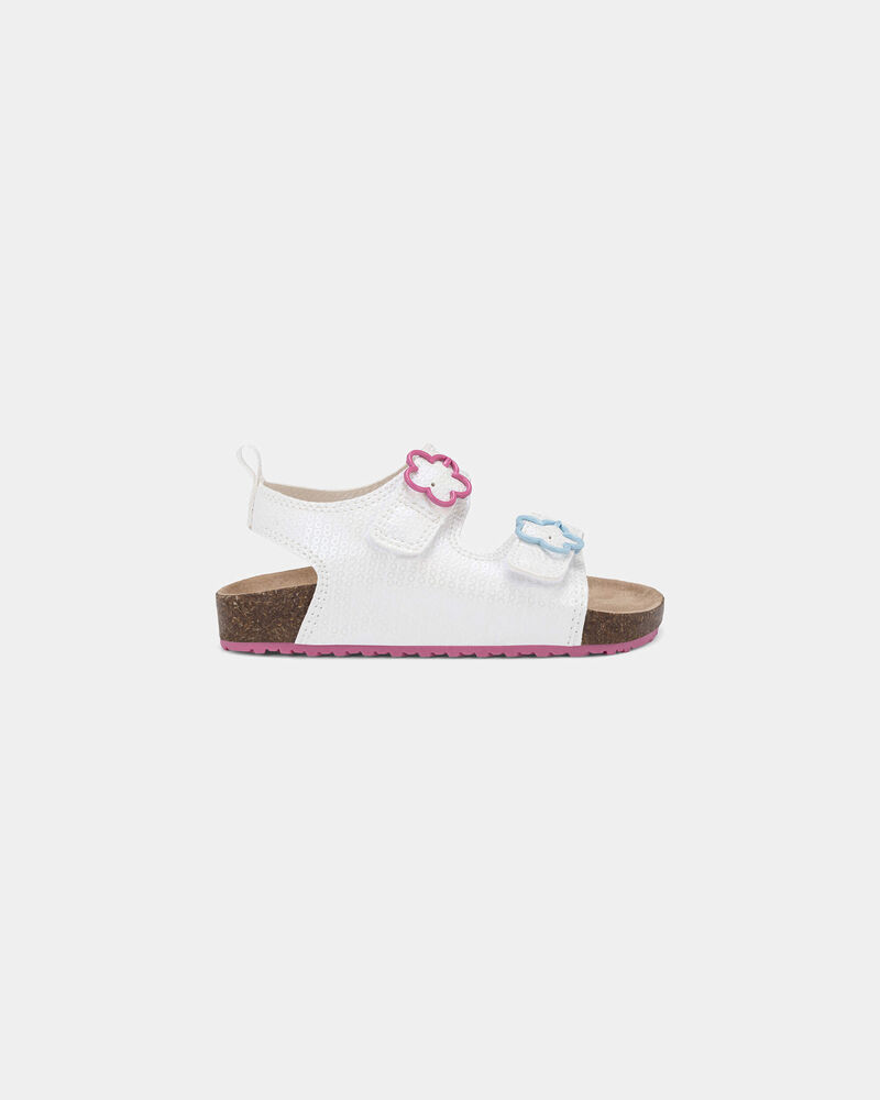 Toddler Girl Flower Sandals - White, image 2 of 6 slides