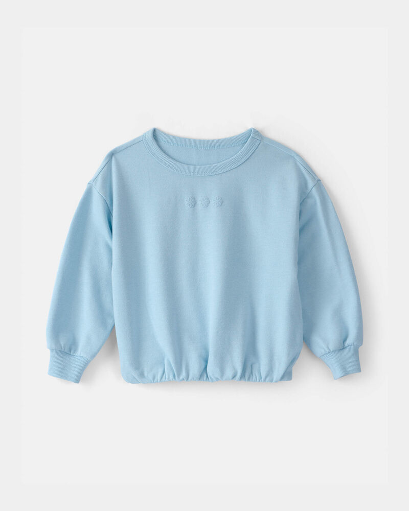 Toddler Girl Flowers French Terry Pullover Sweatshirt - Blue, image 1 of 4 slides