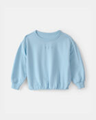 Toddler Girl Flowers French Terry Pullover Sweatshirt - Blue, image 1 of 4 slides