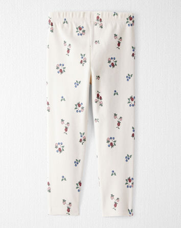 Toddler Organic Cotton Ribbed Knit Pants in Berry Blossom Print, 