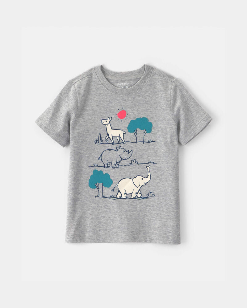 Tout-petit gar&ccedil;on - T-shirt &agrave; imprim&eacute; d&rsquo;animaux du zoo - Gris, image 1 sur 2 diapositives