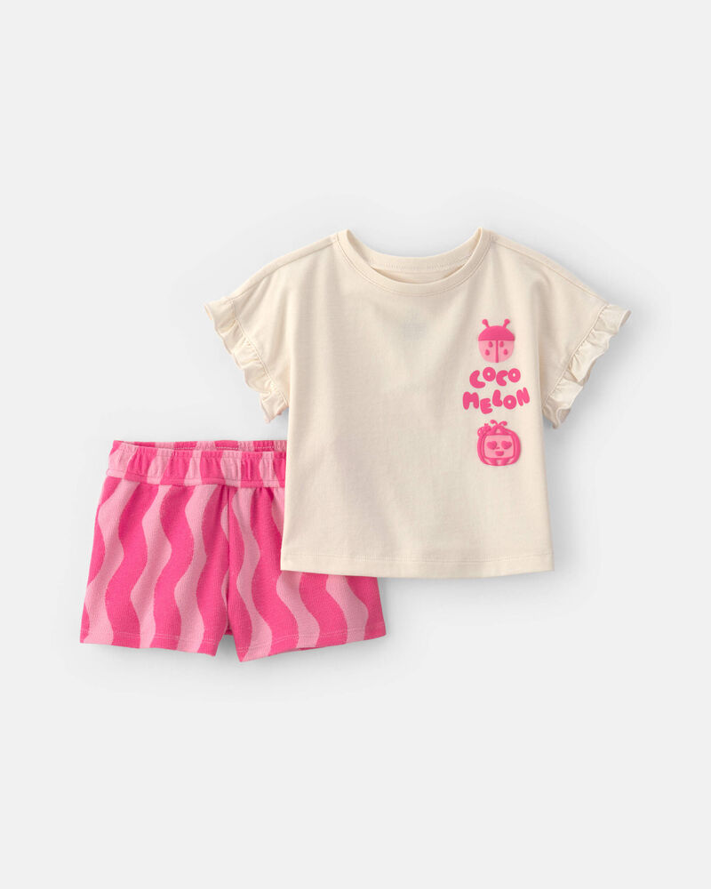 Baby Girl 2-Piece CoComelon Short-Sleeve Top & Short Set &ndash; Pink/Ivory, image 1 of 5 slides