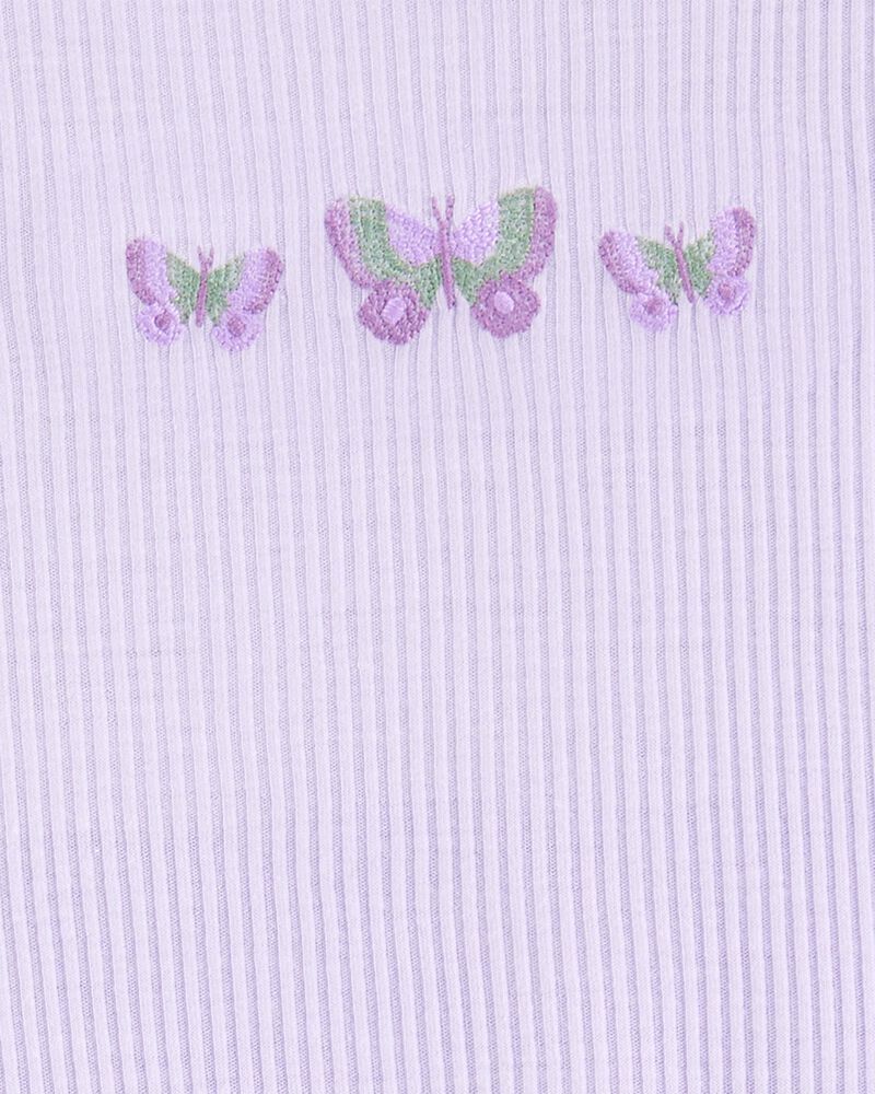 Girls Butterfly Loose Fit 2-Piece Pyjamas - Purple, image 2 of 3 slides