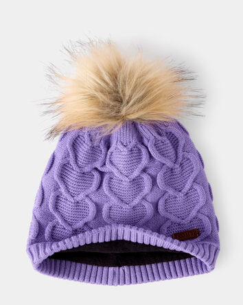 Filles - Tuque torsadée à pompon et cœur KOMBI pour jeunes, 