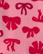 Toddler Girl 2-Piece Bows DreamPlush Snug Fit Pyjama Set - Pink, image 4 of 5 slides