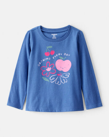 Tout-petit fille - T-shirt imprimé à manches longues « Growing Every Day » – Bleu, 