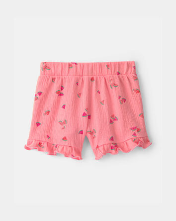 Baby Girl Ruffle-Trim Watermelon Shorts - Pink, 