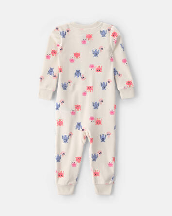 B&eacute;b&eacute; fille - Pyjama ajust&eacute; 1-pi&egrave;ce en DreamPlush avec fermeture &agrave; glissi&egrave;re double sens et motif montre - Cr&egrave;me, 