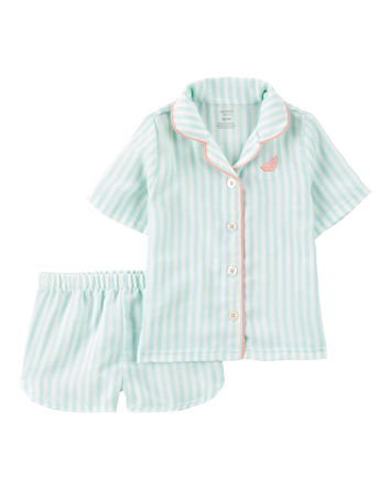 Toddler Girl Striped Loose Fit 2-Piece Pyjamas - Mint, 