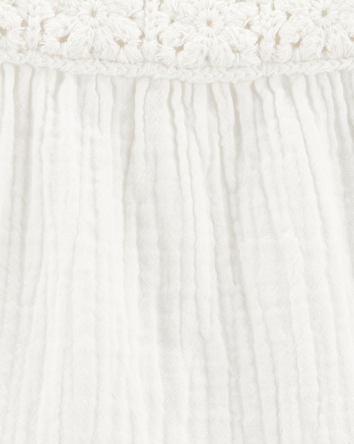 Toddler Gauze Crotchet Knit Tank - Ivory, 