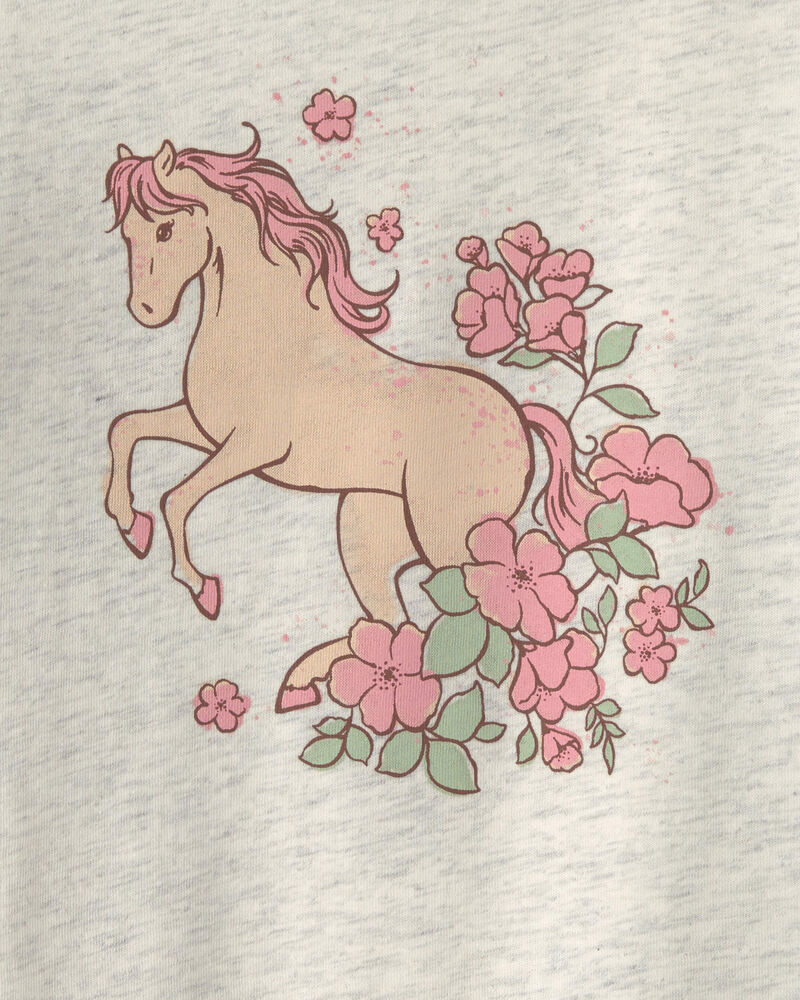 Toute-petit fille - T-shirt manches longues &agrave; motif cheval &ndash; Gris, image 2 sur 2 diapositives