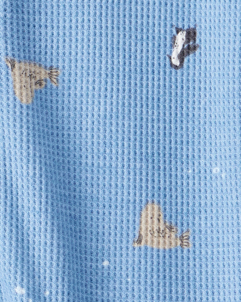 Toddler Boy Arctic Animal Cotton Long-Sleeve Snug Fit 1-Piece Pyjamas - Blue, image 2 of 3 slides