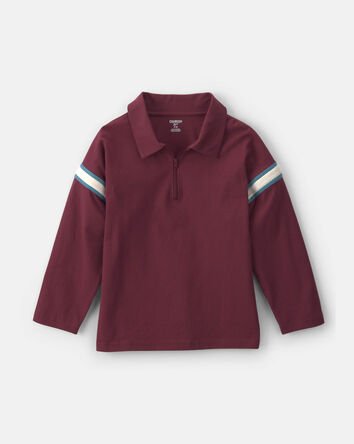 Boys Knit Polo Shirt- Maroon, 