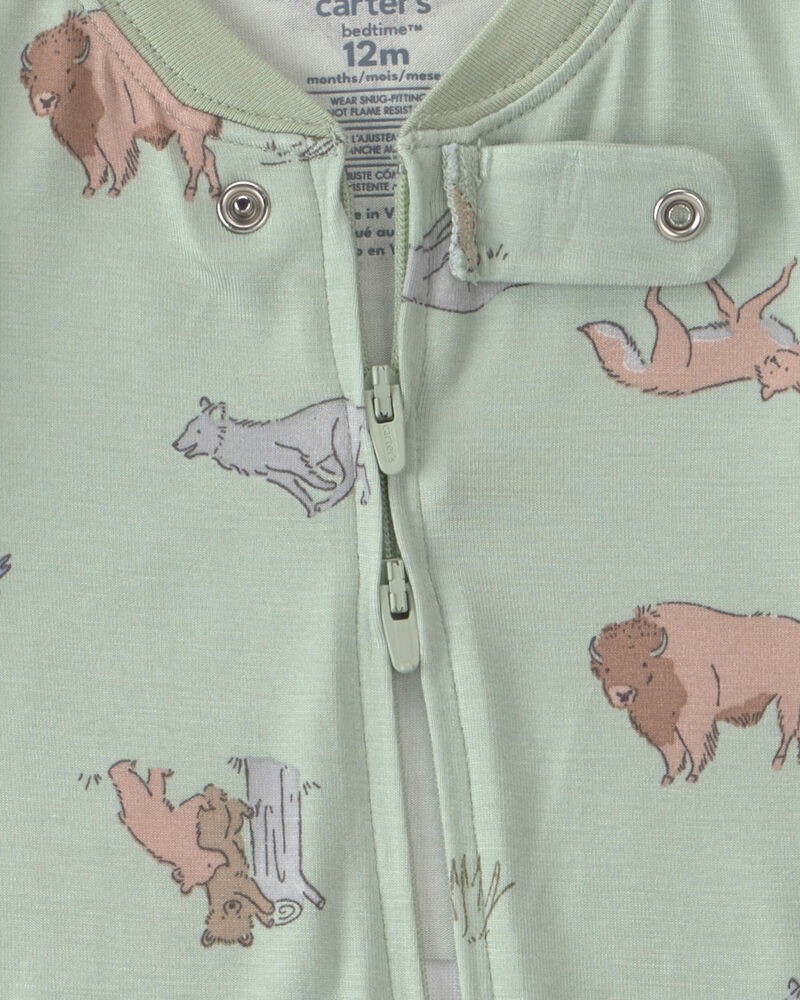 B&eacute;b&eacute; gar&ccedil;on - Pyjama ajust&eacute; 1 pi&egrave;ce PurelySoft &agrave; d&rsquo;animaux - Vert, image 6 sur 7 diapositives